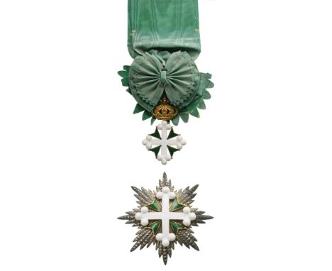 ORDER OF SAINT MAURICE AND LAZARUS Grand Cross Set, 1st Class, instituted in 1434. Sash Badge, 100x64 mm, GOLD, approx. 40.9 