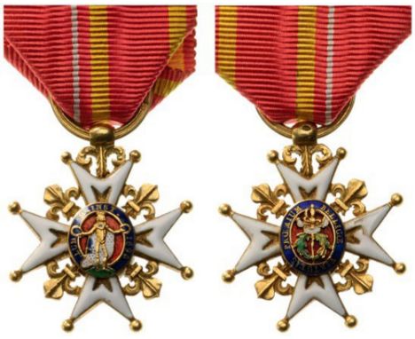 MILITARY ORDER OF SAINT LOUIS, INSTITUTED IN 1693 Knight's Cross, Half Size, Period of King Louis XVIII, (1814-1830). Breast 