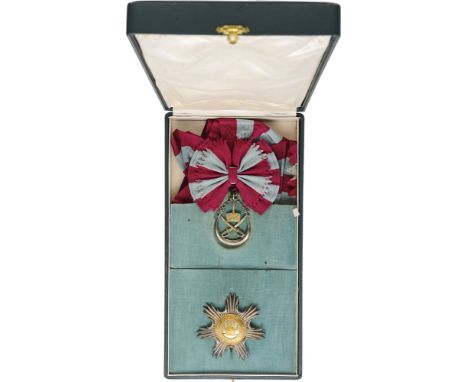 ORDER OF THE SARDAR U ALLAH 2nd Class Set Military Division. Sash Badge, 55x40 mm, Silver partially gilt, central medallion S