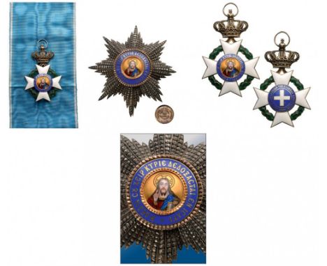  ORDER OF THE REDEEMER Grand Cross Set, 1st Class, 2nd Model, instituted in 1833. Sash Badge, 55 mm, silver gilt, both sides 