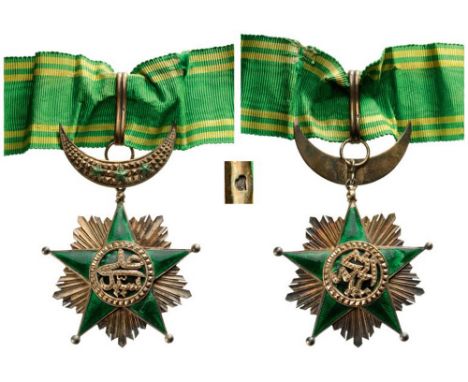 ORDER OF THE STAR OF COMOROS Commander's Cross, 3rd Class, 2nd Type, instituted in 1910. Neck Badge, 80x60 mm, gilt Silver, F