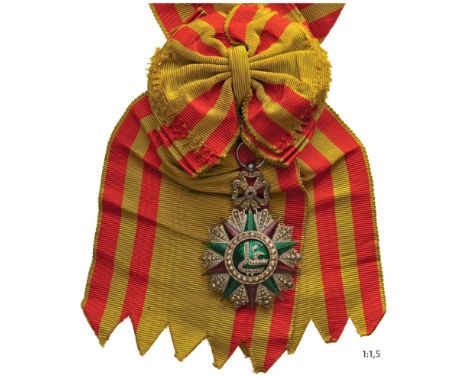 ORDER OF NICHAN AL IFTIKHAR  Grand Cross Badge, 1st Class, Ali Bey (1882 - 1902). Sash Badge, Silver with diamond cut rays, 5