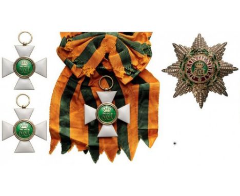 ORDER OF THE OAK CROWN Grand Cross Set, 1st Class, instituted in 1841. Sash Badge, 52 mm, gilt Silver, both sides enameled, b