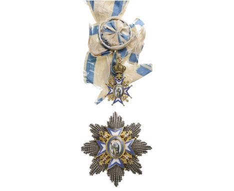 ORDER OF SAINT SAVA Grand Cross Set, 3rd Type, instituted in 1883. Sash Badge, 86x52 mm, gilt Silver, enameled, finely enamel