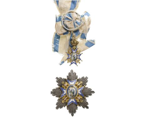 ORDER OF SAINT SAVA Grand Cross Set, 3rd Type, instituted in 1883. Sash Badge, 86x52 mm, gilt Silver, enameled, finely enamel