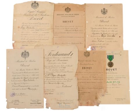 Group of 7 documents of a Captain in the Romanian Army Russia, Order of Saint Stanislas, 3rd Class Cross with Swords and Bow 