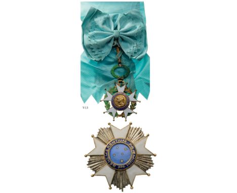 ORDER OF THE SOUTHERN CROSS Grand Cross Set, 1st Class, instituted in 1932. Sash Badge, gilt Silver, 65 mm, both sides enamel