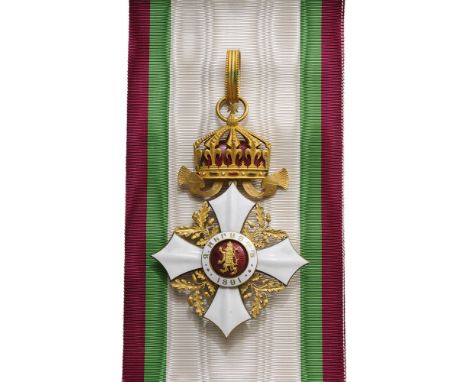 ORDER OF CIVIL MERIT, 1891 Grand Cross, 1st Class Badge, 2nd Type, instituted in 1891. Sash Badge, 110x75 mm, gilt Bronze, en