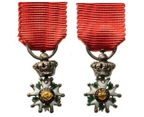 ORDER OF THE LEGION OF HONOR Knight’s Cross Miniature, July Monarchy (1830-1848). Breast Badge, Silver, 9 mm, enameled (small