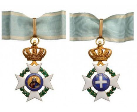 ORDER OF THE REDEEMER Commander's Cross, 2nd Type, instituted in 1833. Neck Badge, 74x47 mm, GOLD and enamels by "Lemaitre, P