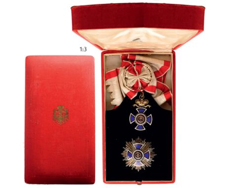 ORDER OF DANILO I Grand Cross Set, 1st Class, instituted in 1853. Sash Badge, 52 mm, gilt Silver, both sides enameled (small 