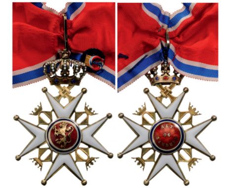ORDER OF SAINT OLAF Grand Cross, 2nd Type, 1st Class, instituted in 1847. Neck Badge, gilt Silver, 62 mm, hallmarked "925" an