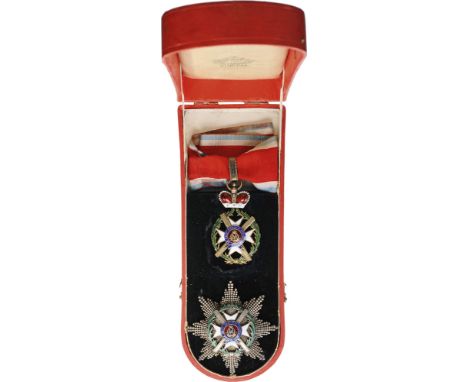 ORDER OF TAKOVO Grand Officer's Set, 2nd Class, (Mihailo Obrenovic IV), instituted in 1865. Neck Badge, 71x43 mm, gilt Silver