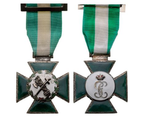 Medal of Merit of the Civil Guard with White Distinction Breast Badge, 43 mm, silvered metal, both sides enameled, multipart 