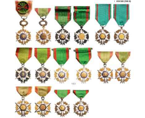 Lot of 8 ORDER OF AGRICULTURAL MERIT Officer’s Crosses and Knight’s Crosses (7), instituted in 1883. Breast Badges, Silver pa