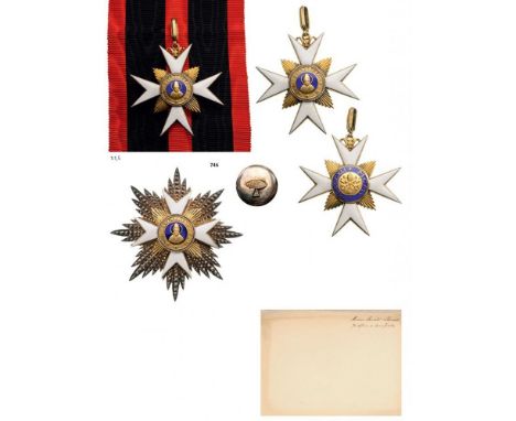 ORDER OF SAINT SYLVESTER Grand Cross Set, 1st Class, instituted in 1841. Sash Badge, 66 mm, gilt Silver, both sides enameled,