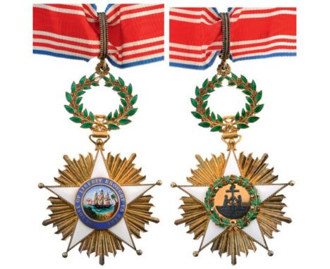 ORDER OF THE AFRICAN REDEMPTION Commander's Cross, instituted in 1879. Neck Badge, gilt Silver, 104x63 mm, both sides enamele