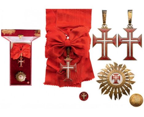 ORDER OF THE CHRIST Grand Cross Set, 1st Class, Republic of Portugal, instituted in 1917. Sash Badge, 65x42 mm, gilt Silver, 