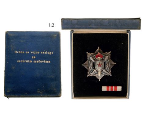 ORDER OF MILITARY MERIT 3rd Class Star with Silver Swords, instituted in 1951. Breast Star, silver with smooth rays, 65 mm, h