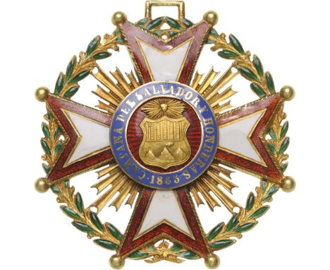 War against El Salvador and Honduras Cross, instituted in 1863 Breast Badge, 40 mm, GOLD, both sides enameled (small hairline