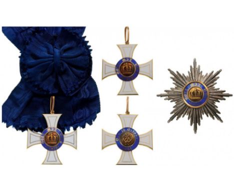ORDER OF THE CROWN Grand Cross Set, 1st Class, 2nd Model (Large Crown), instituted in 1861. Sash Badge, 60 mm, GOLD, maker's 