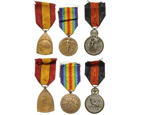 Group of 3 Decorations Yser Campaign Medal (instituted in 1918), Commemorative War Medal 1914-1918 (instituted in 1920), Vict