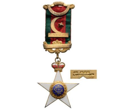 British Masonic Lodge N° 8553 Cyrenaica Cross Breast Badge, 53 mm, gilt Silver, obverse enameled, central medallion ilt silve