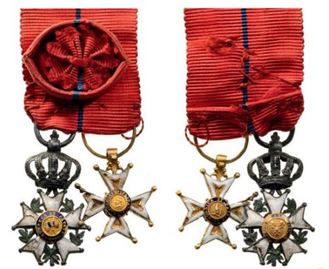 Bar of 2 Decorations Order of Saint Louis, Restoration (1814-1830) and Legion of Honor, 2nd Empire (1852-1870). Breast Badges