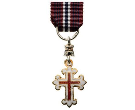 ORDER OF MILITARY MERIT Knight’s Badge Miniature. Breast Badge, silvered and bronze, 25x13 mm, one side enameled, original su