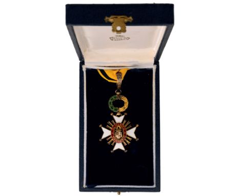 CIVIL ORDER OF HEALTH Commander’s Cross. Neck Badge, gilt Silver, 67x44 mm, both sides enameled, superimposed parts gilt, ena