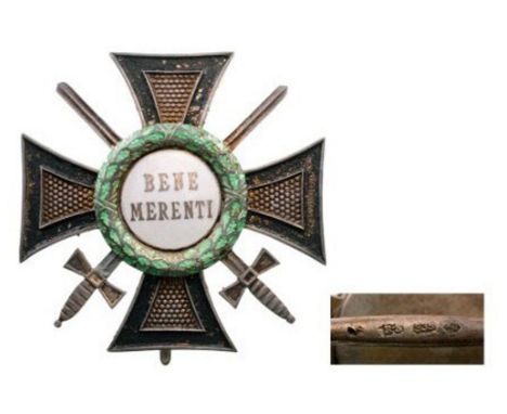 BENE MERENTI ORDER OF THE ROYAL HOUSE, 1937 3rd Class, Military. Breast Badge, 43 mm, Silver, hallmarked "935", maker's mark 