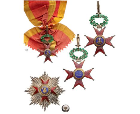ORDER OF SAINT GREGORY Grand Cross Set, 1 st Class, instituted in 1831. Sash Badge, gilt Silver, 60 mm, French hallmark (boar