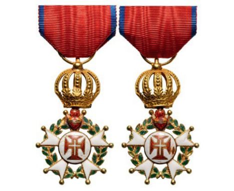 SUPREME ORDER OF CHRIST Knight's Cross, instituted in 1860. Breast Badge, 45x27 mm, GOLD and enamels. Five pointed star, on t