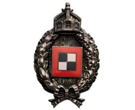 Army Observer's Badge, instituted in 1914 Breast Badge, 69x42 mm, Silver, obverse center enameled, reverse pin missing. A bea
