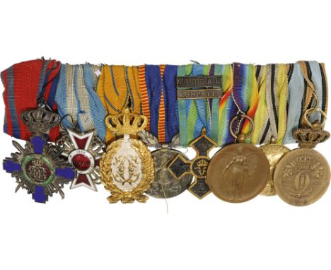 Group of Orders (2) and Medals (6) Star of Romania Order, Knight’s Cross (5th Class), Military in Time of War, 1st Type, Silv