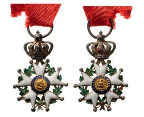 ORDER OF THE LEGION OF HONOR Knight’s Cross Miniature, 2nd Empire (1852-1870). Breast Badge, Silver, 23 mm, enameled (some cr