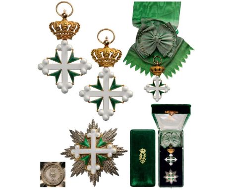 ORDER OF SAINT MAURICE AND LAZARUS Grand Cross Set, 1st Class, instituted in 1572. Sash Badge, 105x68 mm, GOLD, both sides en