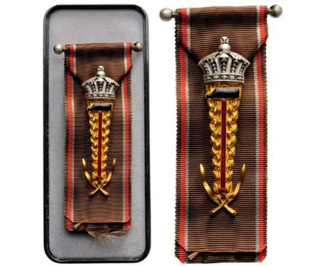 HONOR BADGE OF LABOUR, instituted in 1948 Breast Badge, 70x22 mm, gilt Bronze, original ribbon with thin double pin on revers