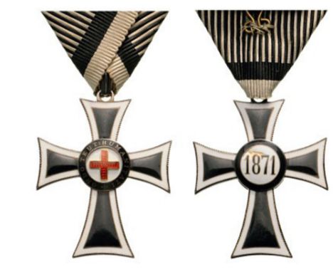 Marian Cross, instituted in 1871 Breast Badge, 41x34 mm, Silver, both sides enameled (enamel damage in the reverse center), b