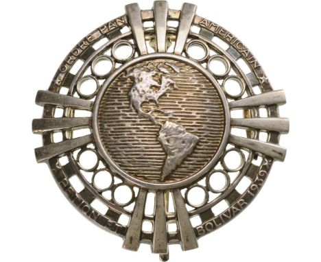 PAN AMERICAN ORDER OF PETION AND BOLIVAR Grand Officer’s Star. Breast Star, 72 mm, Silver, reverse with vertical tapered pin 