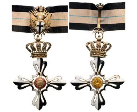ORDER OF THE MILITIA OF JESUS CHRIST Commander's Cross, 3rd Class. Neck Badge, 75 mm, gilt Silver, both sides enameled (a few