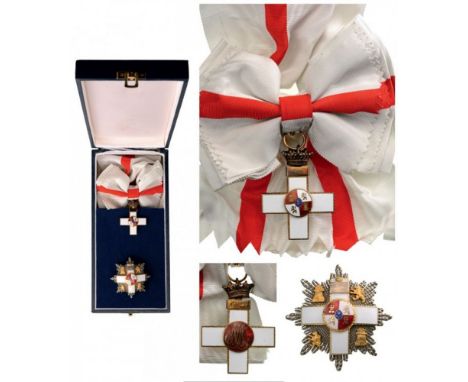 ORDER OF MILITARY MERIT Grand Cross Set, instituted in 1864. Sash Badge, 48x41 mm, gilt Silver, both sides enameled, original