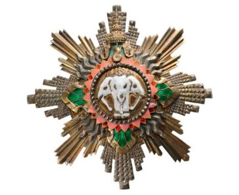 ORDER OF THE WHITE ELEPHANT Grand Cross Star, Special Class, 1st Class, instituted in 1861. Breast Star, 93 mm, gilt Silver w