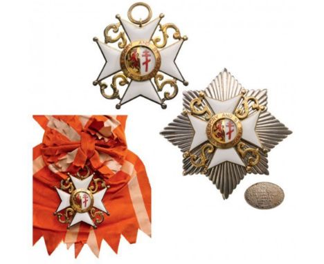 ST. GREGORY AND ST. SARKIS ORDER Grand Cross Set, 1st Class. Sash Badge, 63 mm, gilt Silver, obverse enalmeled, central medal