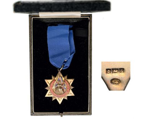 Masonic Decoration, unidentified lodge probably Jewish Breast Badge, 49 mm, gilt Silver, British hallmark and maker’s mark “A