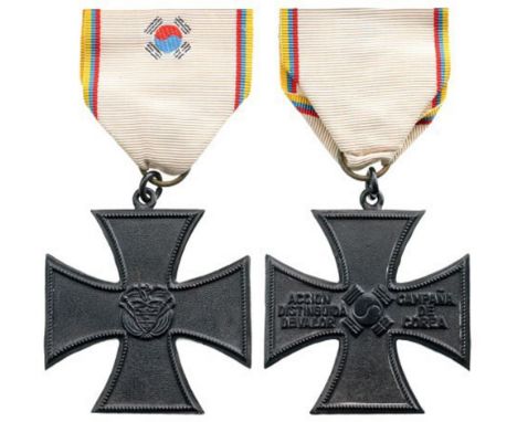 IRON CROSS FOR INTERNATIONAL OPERATIONS (Korean War) Breast Badge, 43 mm, Metal, original suspension ring and ribbon with cla