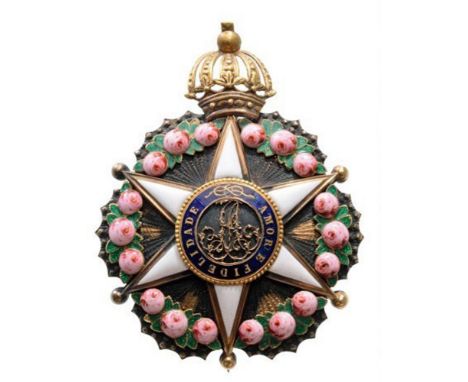 ORDER OF THE ROSE Grand Dignitary Star, 1st Class, instituted in 1829. Breast Star, 70x52 mm, gilt Silver, French hallmark "b