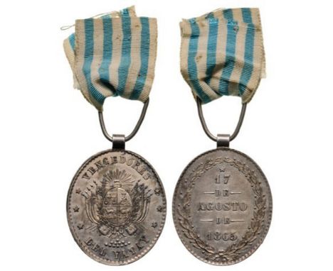 Rare Commemorative Medal of the Battle of Aytay for Officer's, 17th of August, 1865 Breast Badge, 38x29 mm, Silver, original 