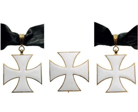 RELIGIOUS ORDER Grand Officer's Set. Neck Badge, 55 mm, gilt Silver, both sides enameled, original suspension ring, ornamente