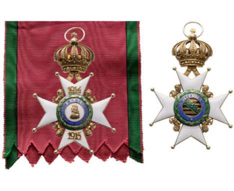 SAXE ERNESTINE HOUSE ORDER Grand Cross Sash Badge, with years 1914-1915, 1st Class, 2nd Type, instituted in 1833. Sash Badge,
